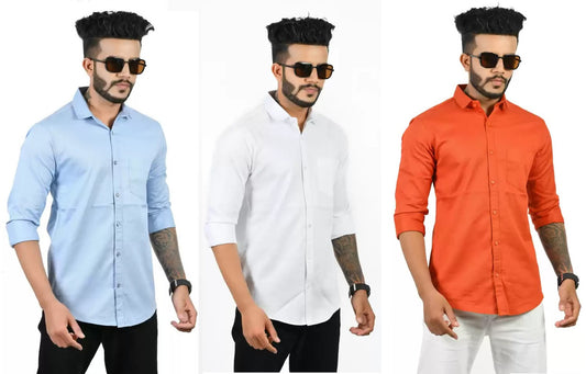 Combo of 3 Casual Men's Shirts (Multicolor, S)