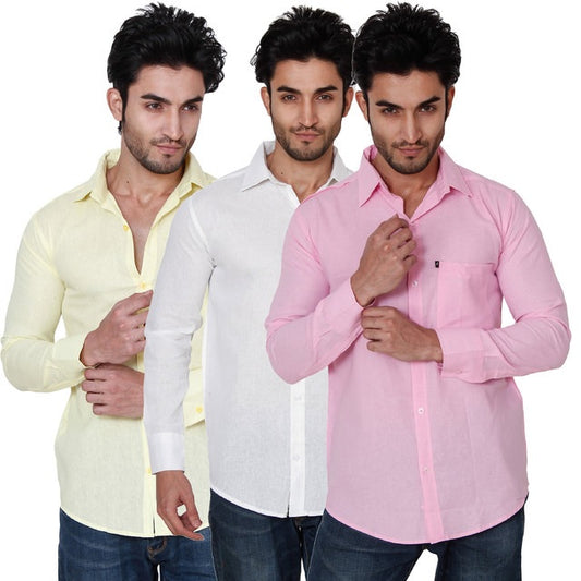 Combo of 3 Casual Men's Shirts (Multicolor, S)