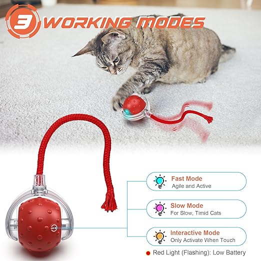 Cat Ball Toy, Electric Automatic Cat Toy for Home Cats (Multicolor)